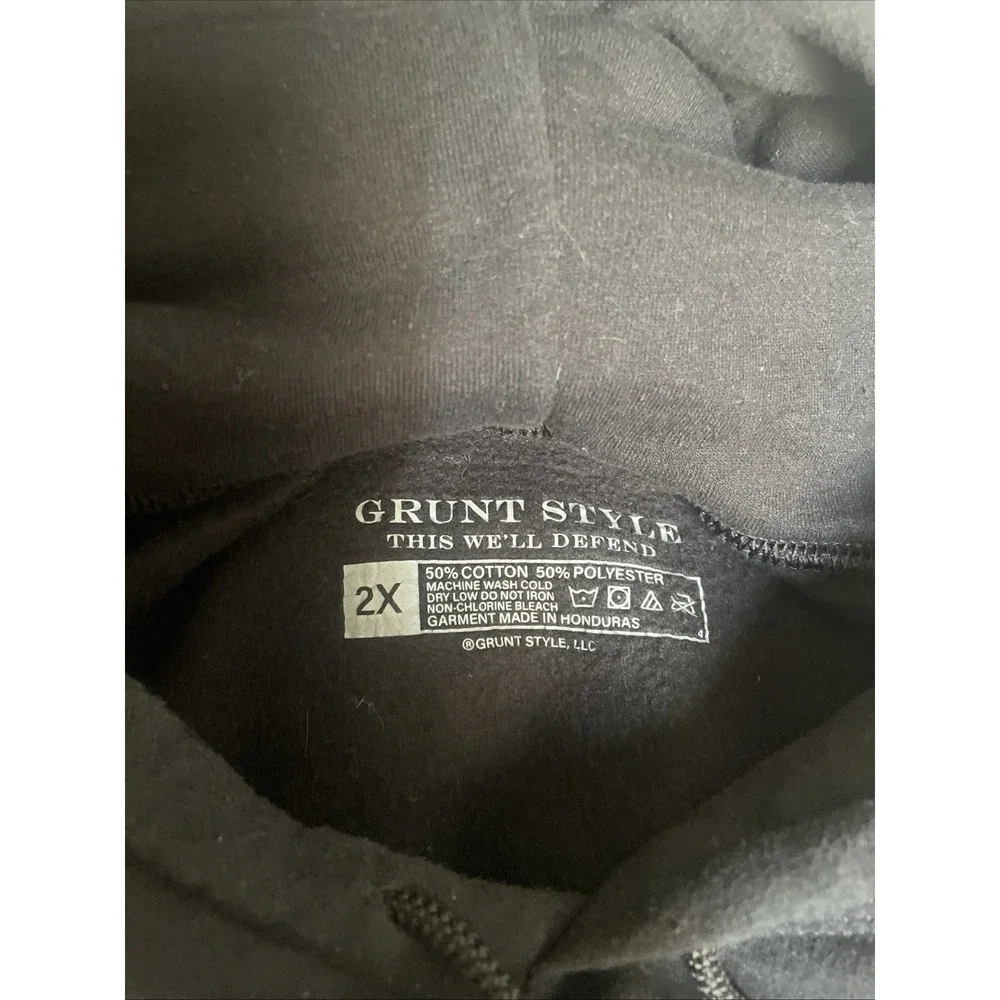 Grunt Style Men's 2X Hoodie Black This We'll Defend Patriotic USA Pullover EUC